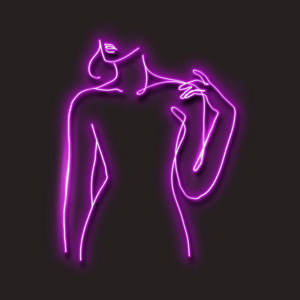 Neon purple woman vector illustration