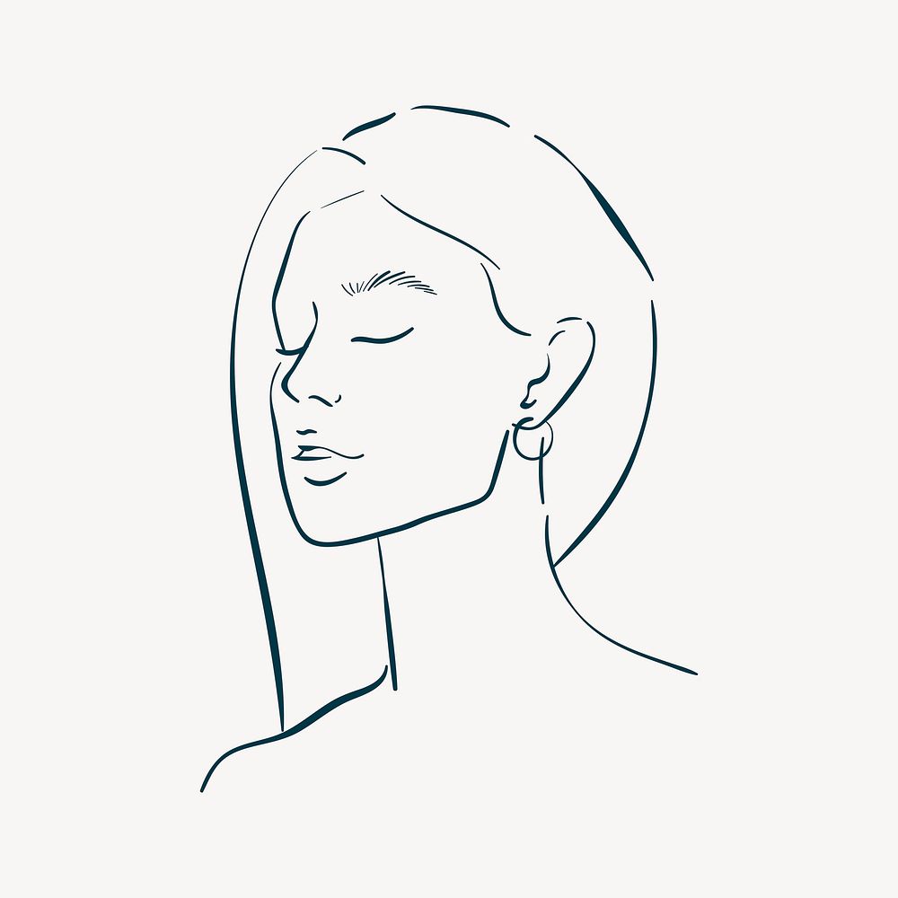 Beige woman vector line illustration