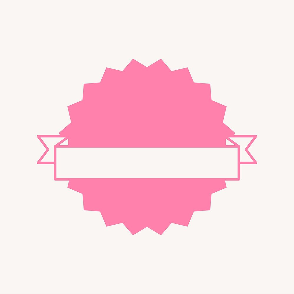 Jagged pink circle, simple ribbon badge collage element vector