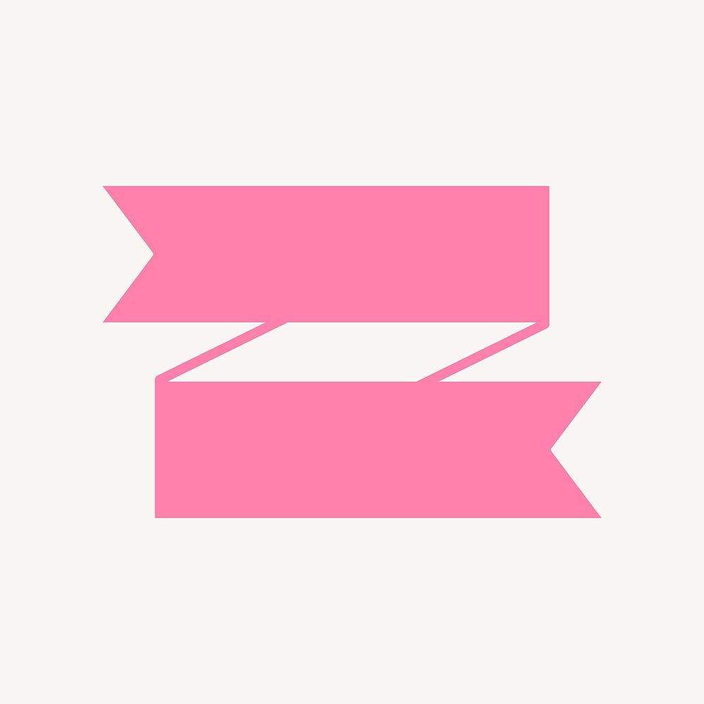 Pink ribbon banner, simple design badge collage element vector