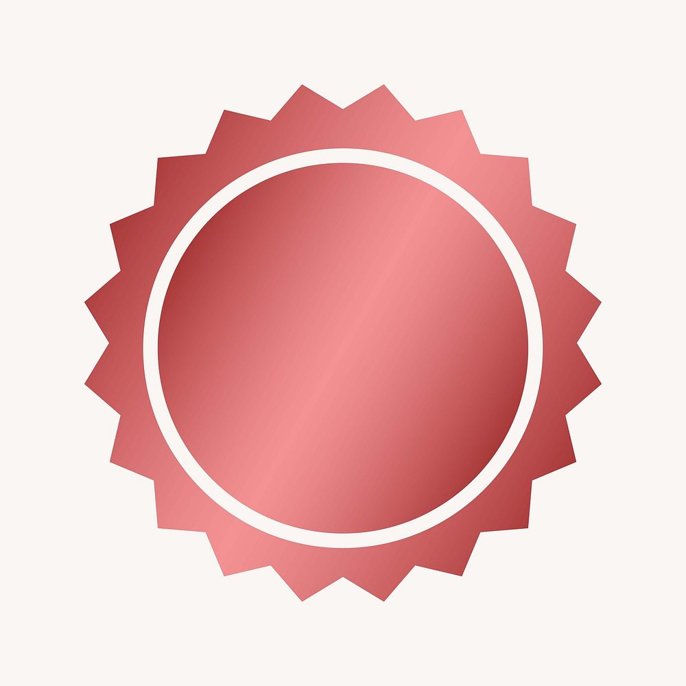 Jagged circle, simple metallic red badge  collage element vector