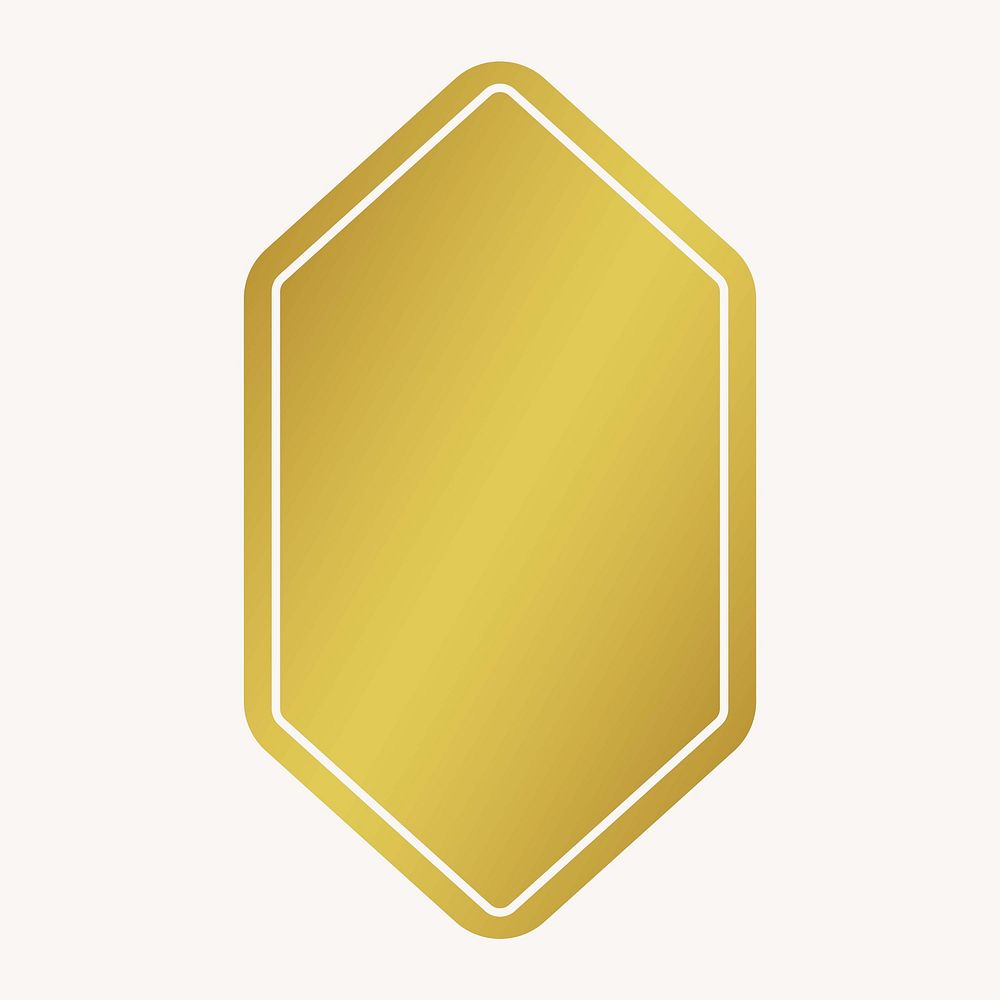 Metallic gold armor badge, simple shape design banner collage element vector