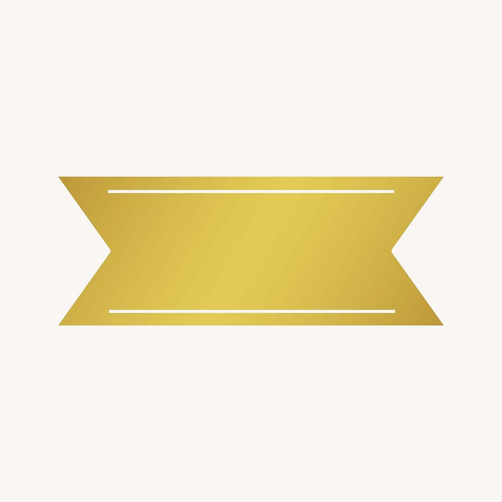 Metallic gold ribbon banner, simple design badge collage element vector