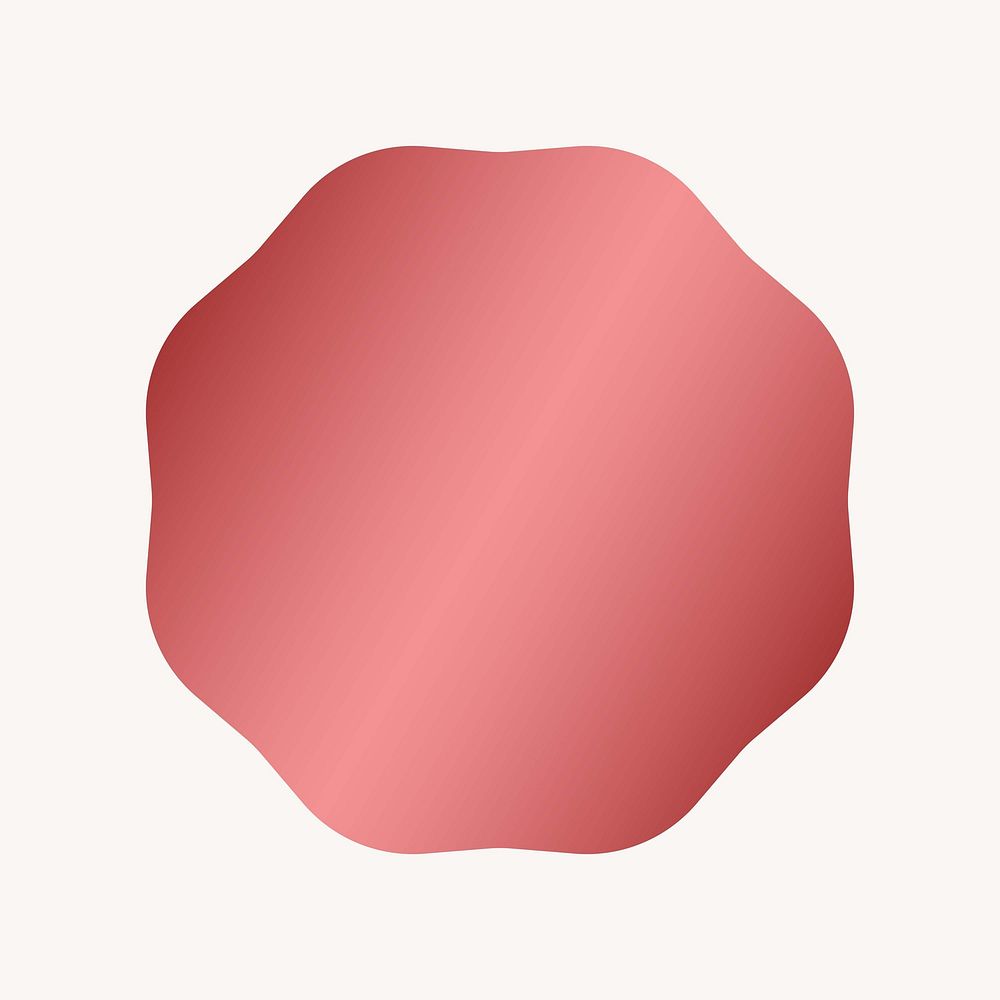 Jagged octagon badge, gradient metallic red  collage element vector