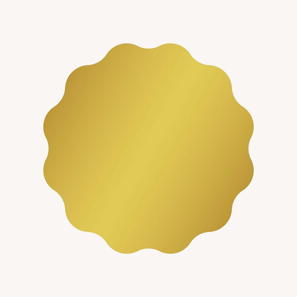 Jagged circle, gradient metallic gold badge  collage element vector