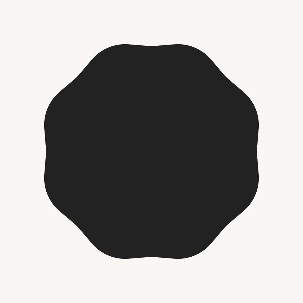 Jagged black octagon badge, simple  design collage element vector