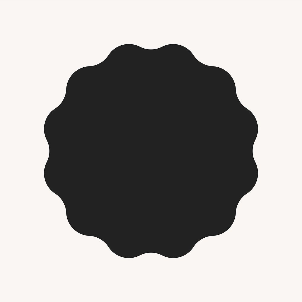 Jagged black circle, simple badge  collage element vector