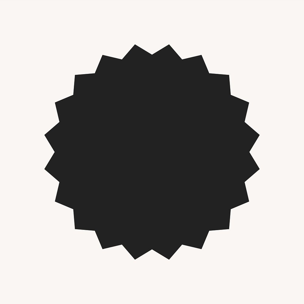 Simple black circle, simple jagged badge  collage element vector