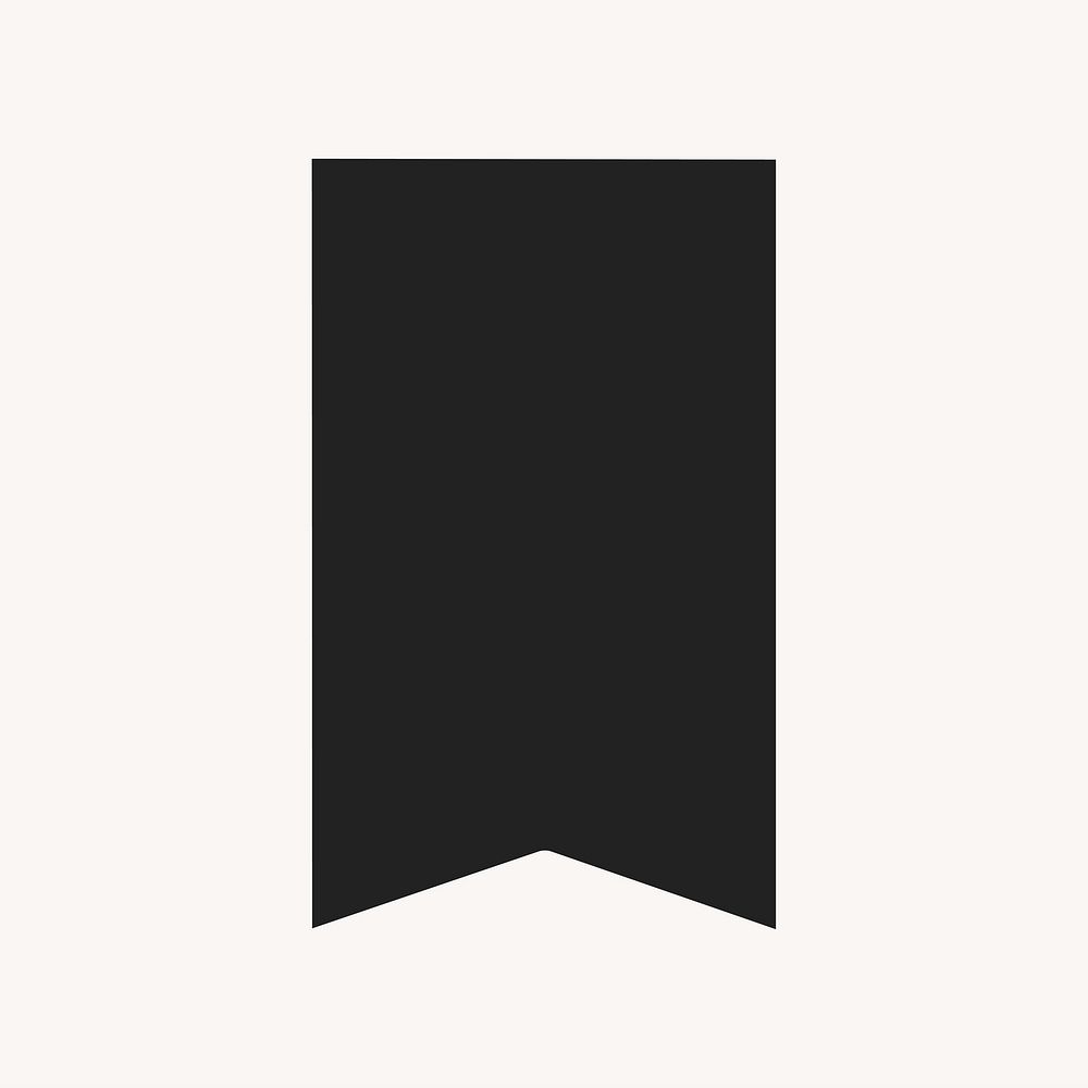 Black bookmark badge, simple arrow banner design collage element vector