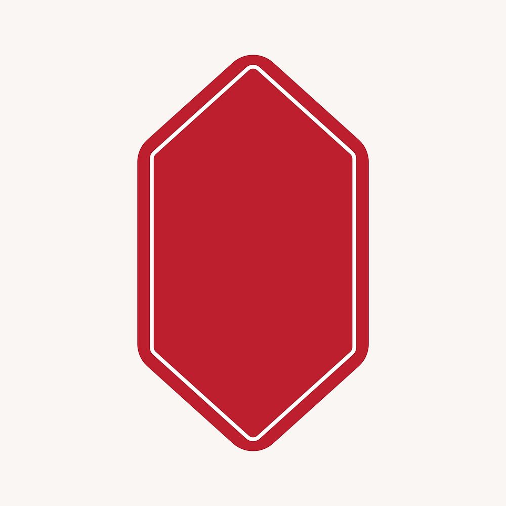 Red armor badge, simple shape design banner collage element vector