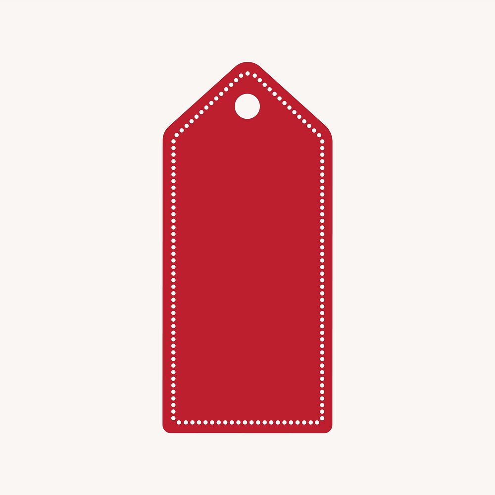 Red price tag with hole, simple sale banner label collage element vector