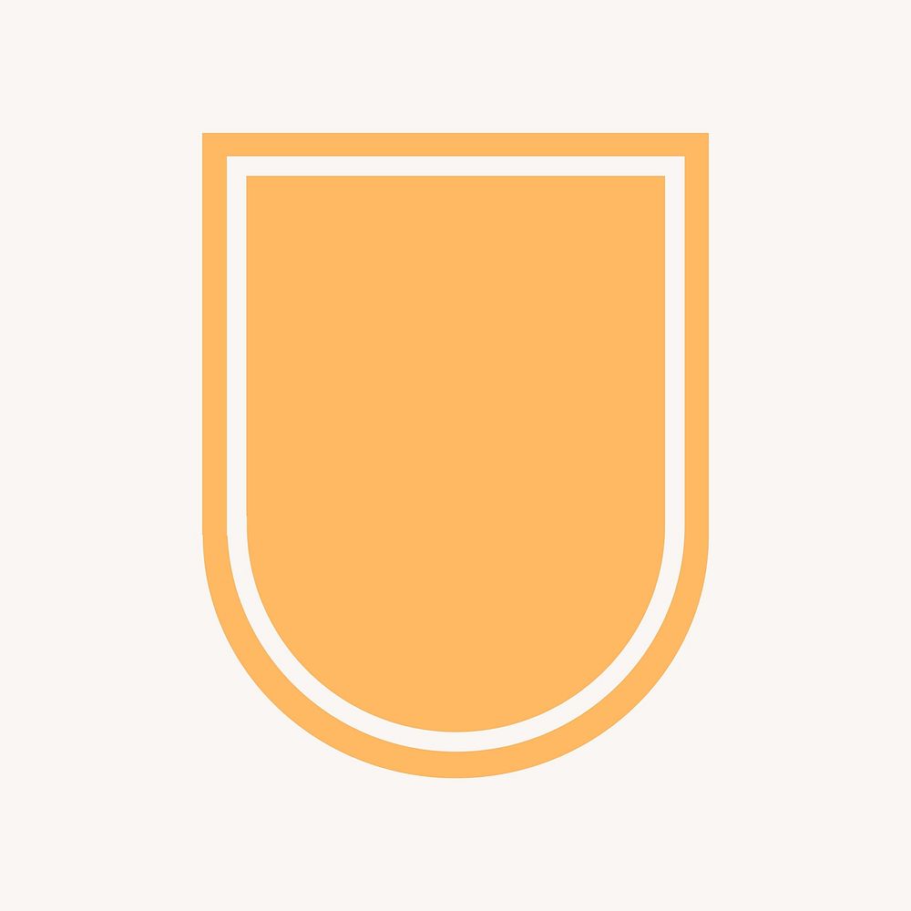 Orange badge, simple armor banner collage element vector