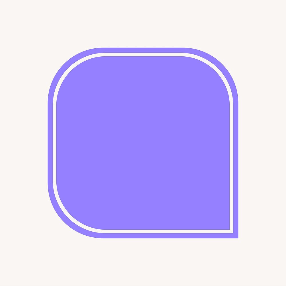 Squared purple bubble speech, simple badge  collage element vector