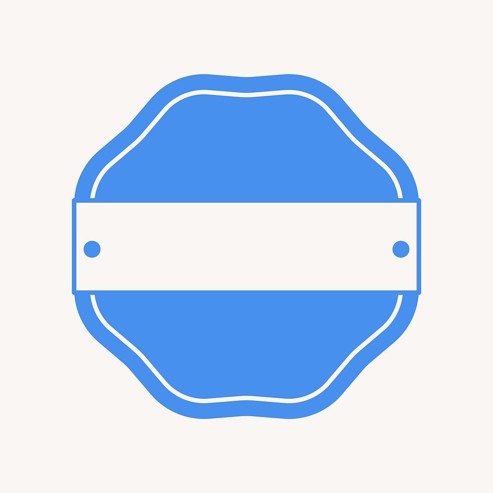 Jagged octagon badge, simple blue  collage element vector