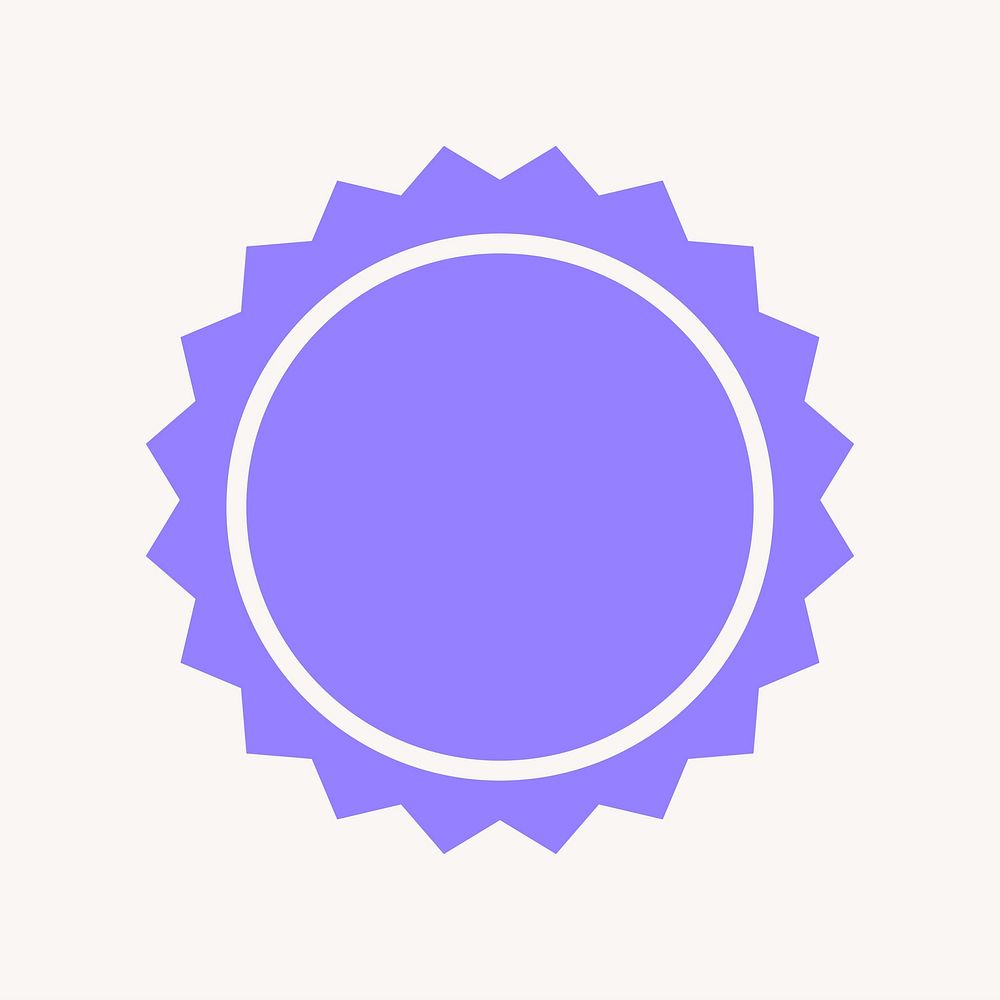 Jagged purple circle, simple badge  collage element vector