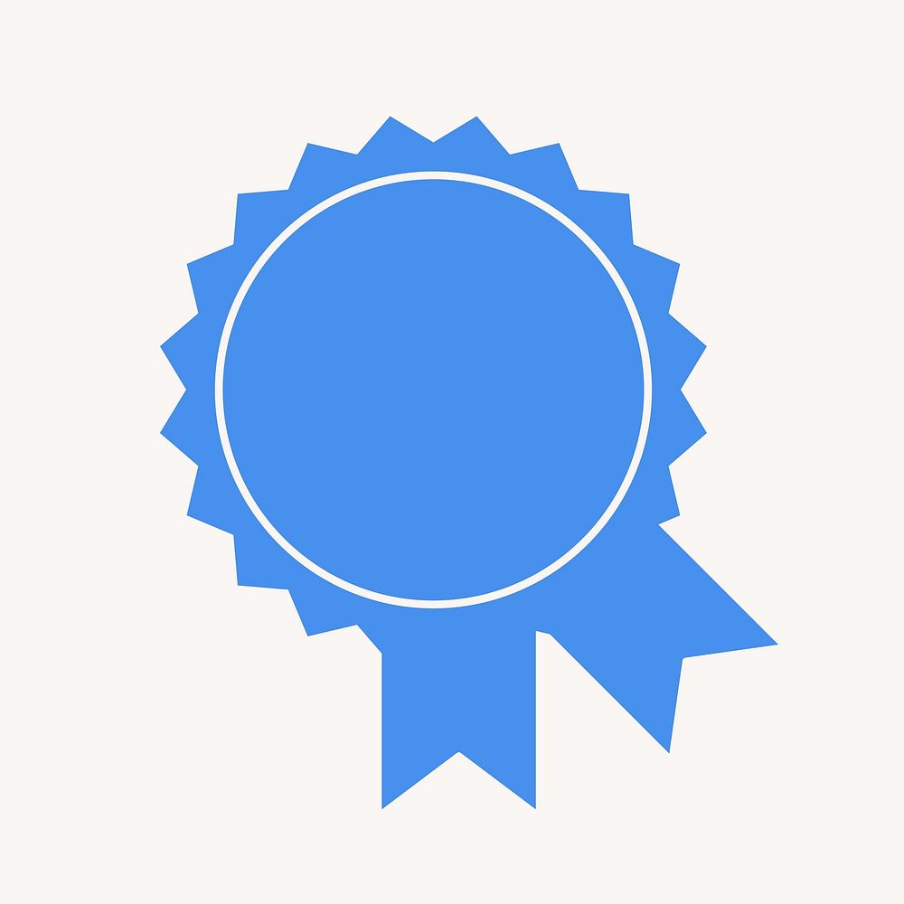 Blue award, simple ribbon winner badge collage element vector