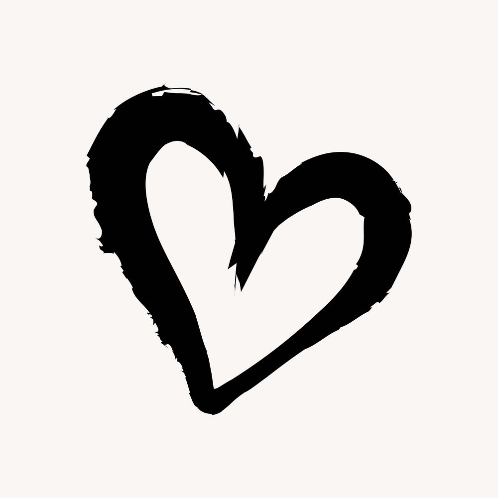 Heart black & white doodle vector