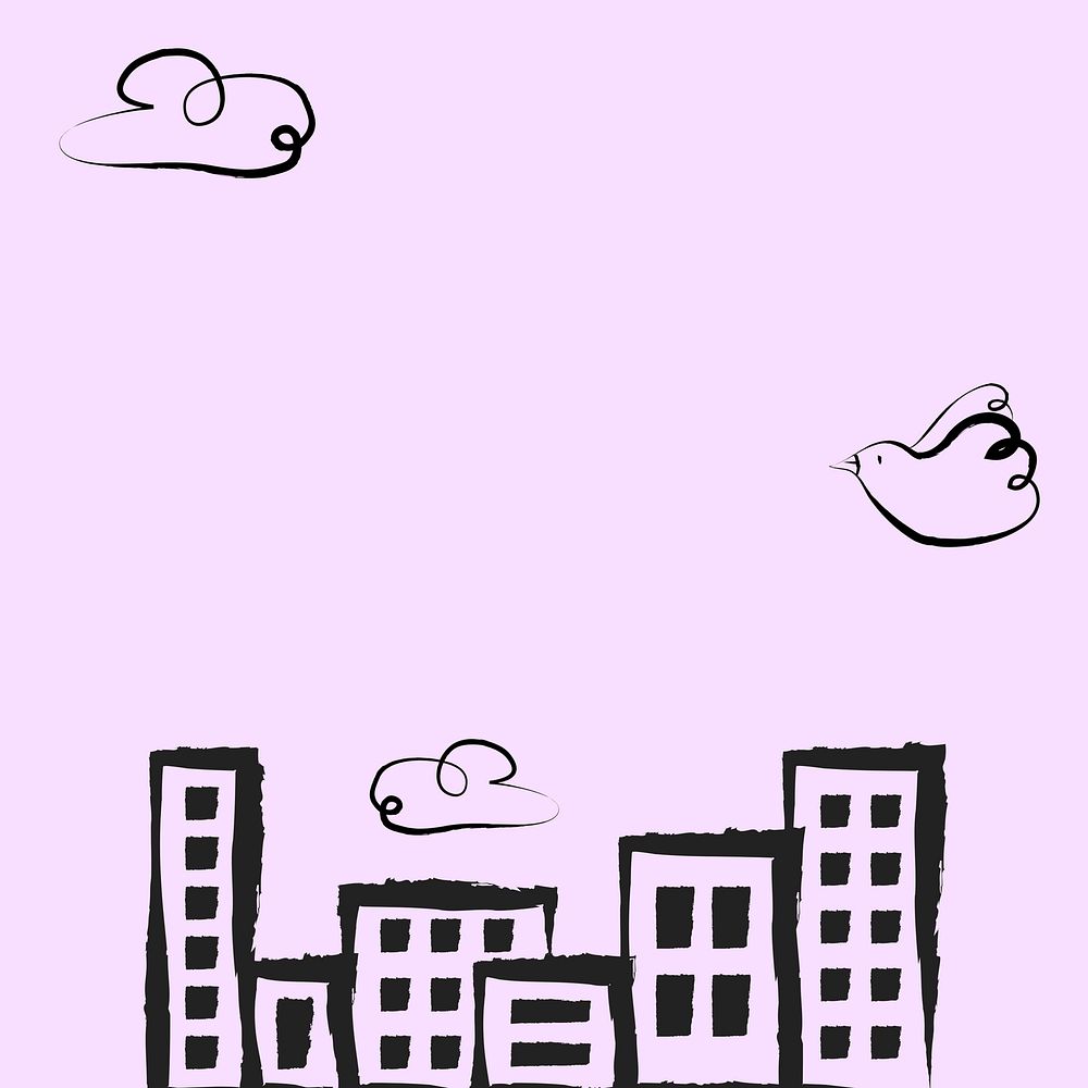 Cute pink building background, illustration remix