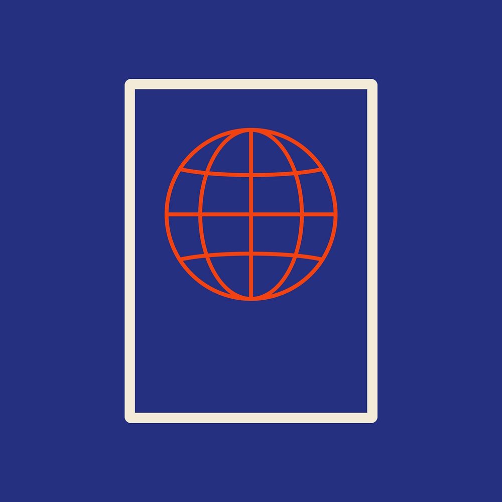 Blue grid globe passport vector