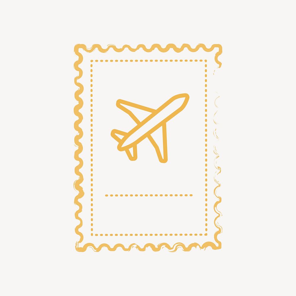 Yellow airplane stamp isolated design