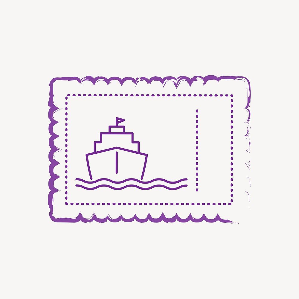 Purple ship postage stamp vector