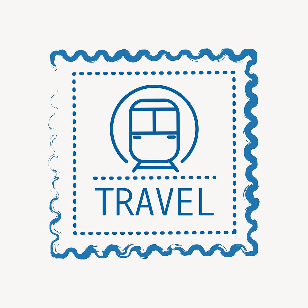Blue doodle travel stamp vector