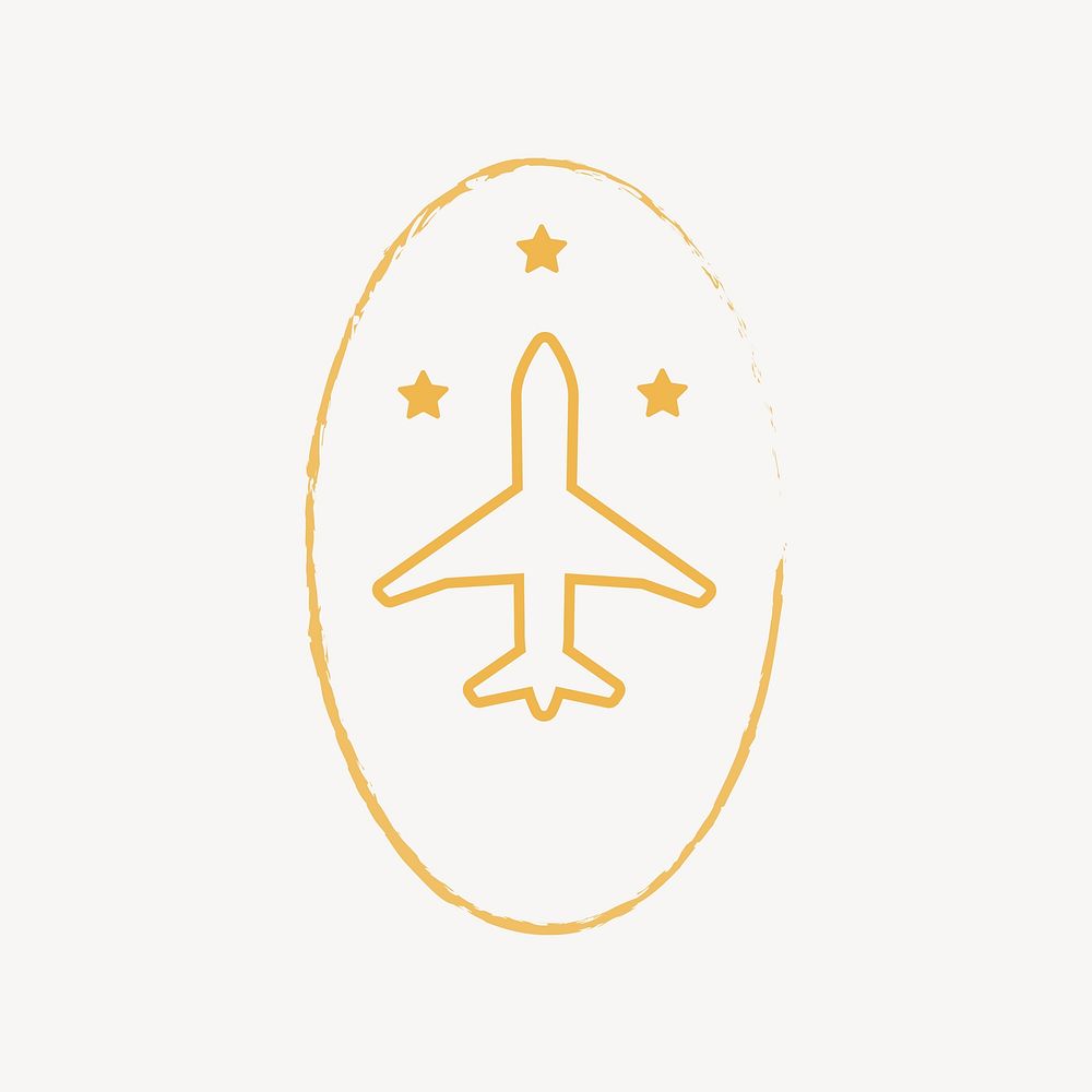 Yellow airplane outline icon vector