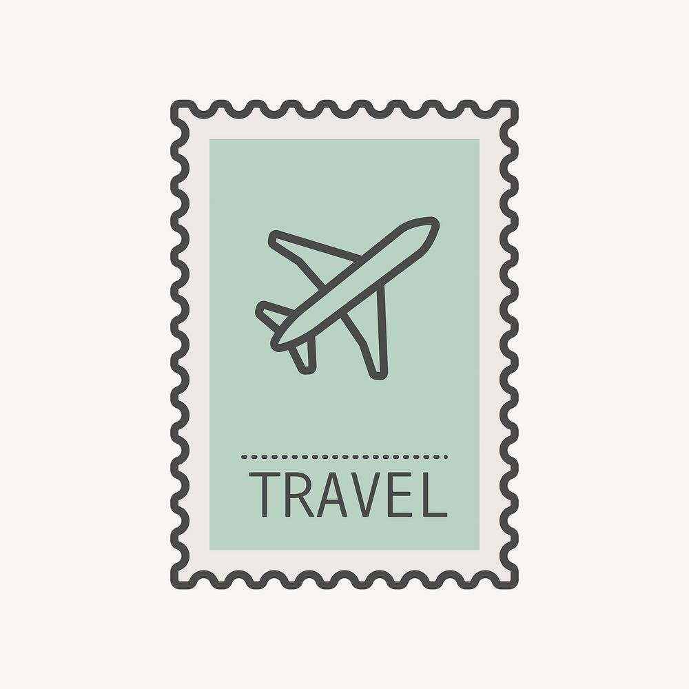 Airplane postage stamp vector