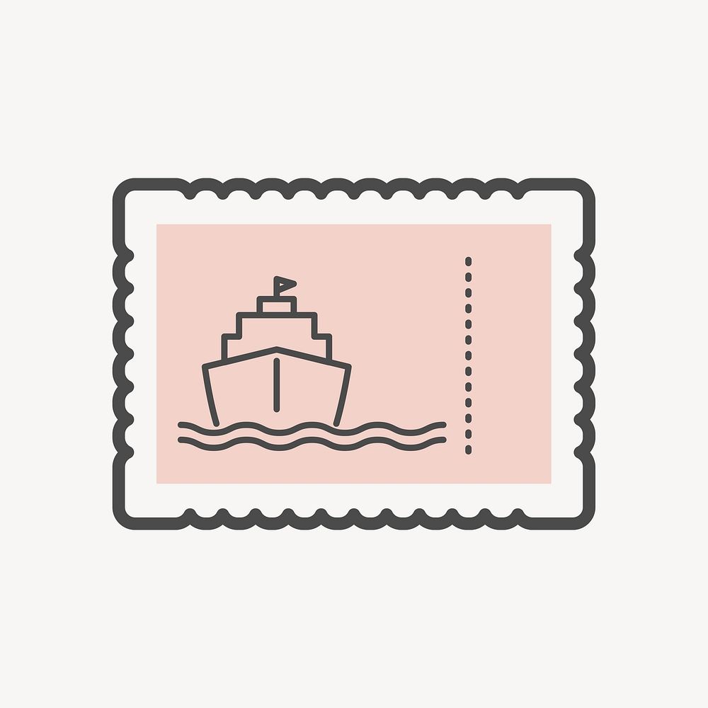 Pink ship stamp isolated design