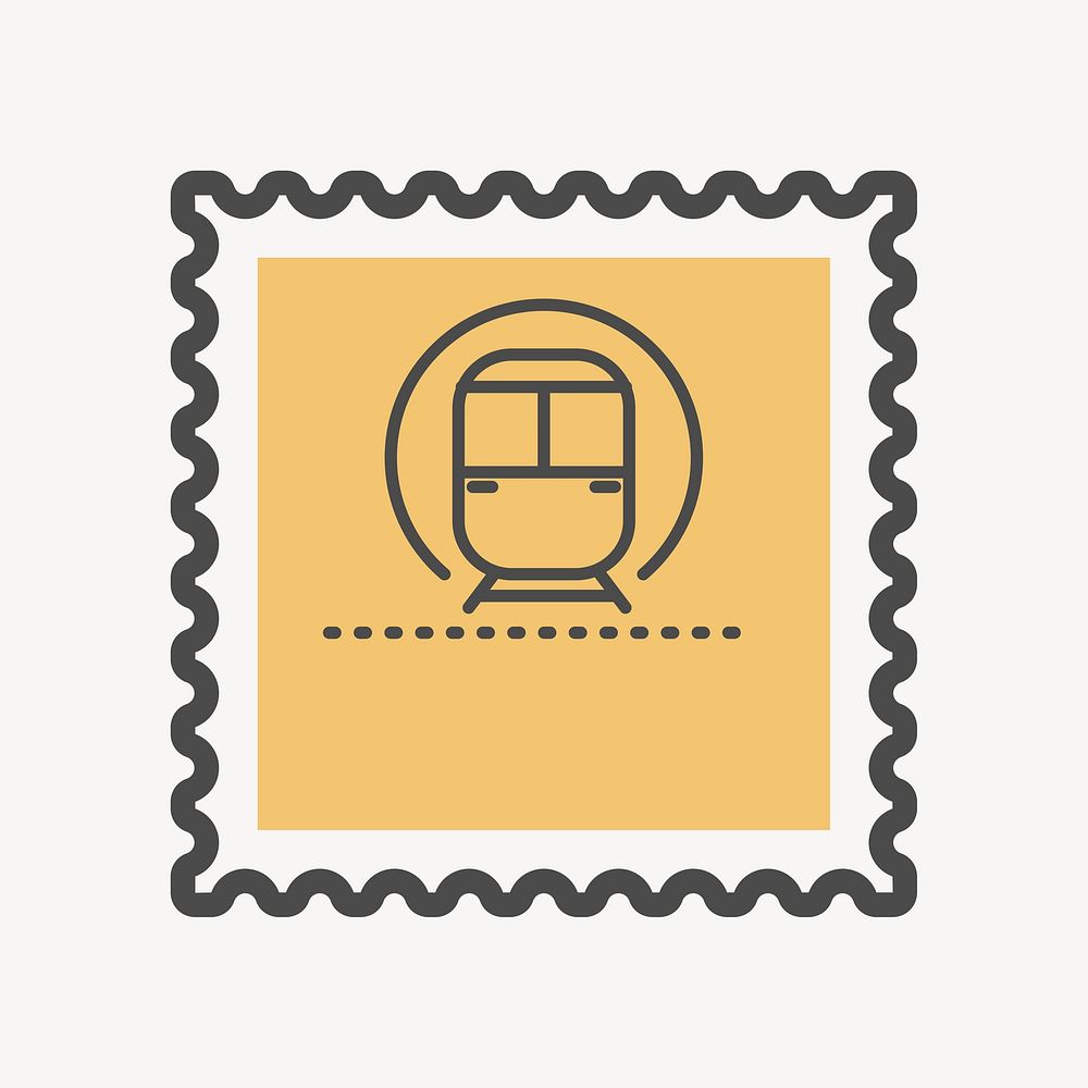 Yellow train stamp  isolated design