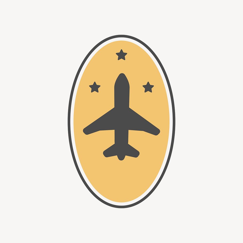 Yellow airplane badge vector