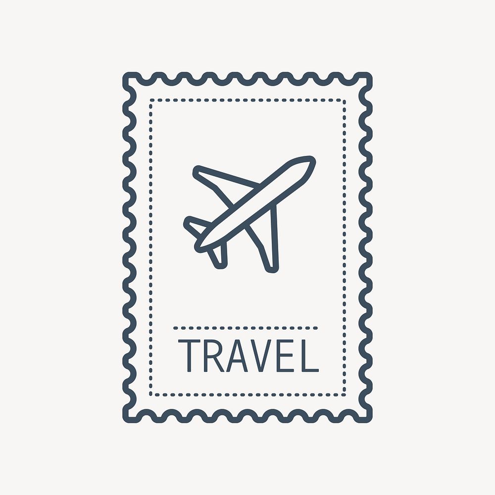 Plane outline postage stamp vector