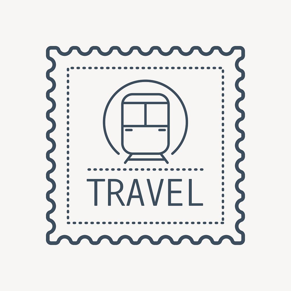 Simple train transportation stamp vector
