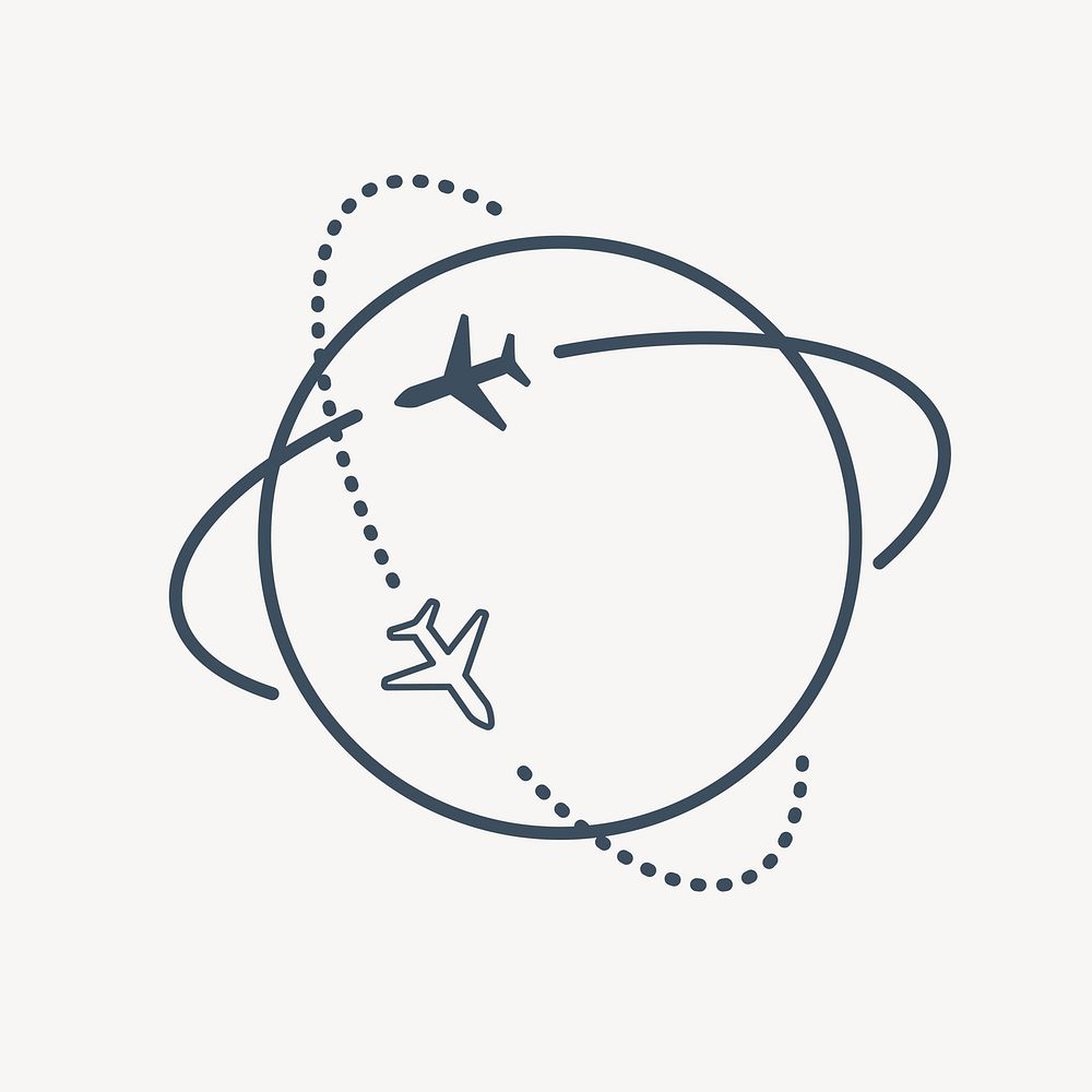 Round plane flying line icon isolated design