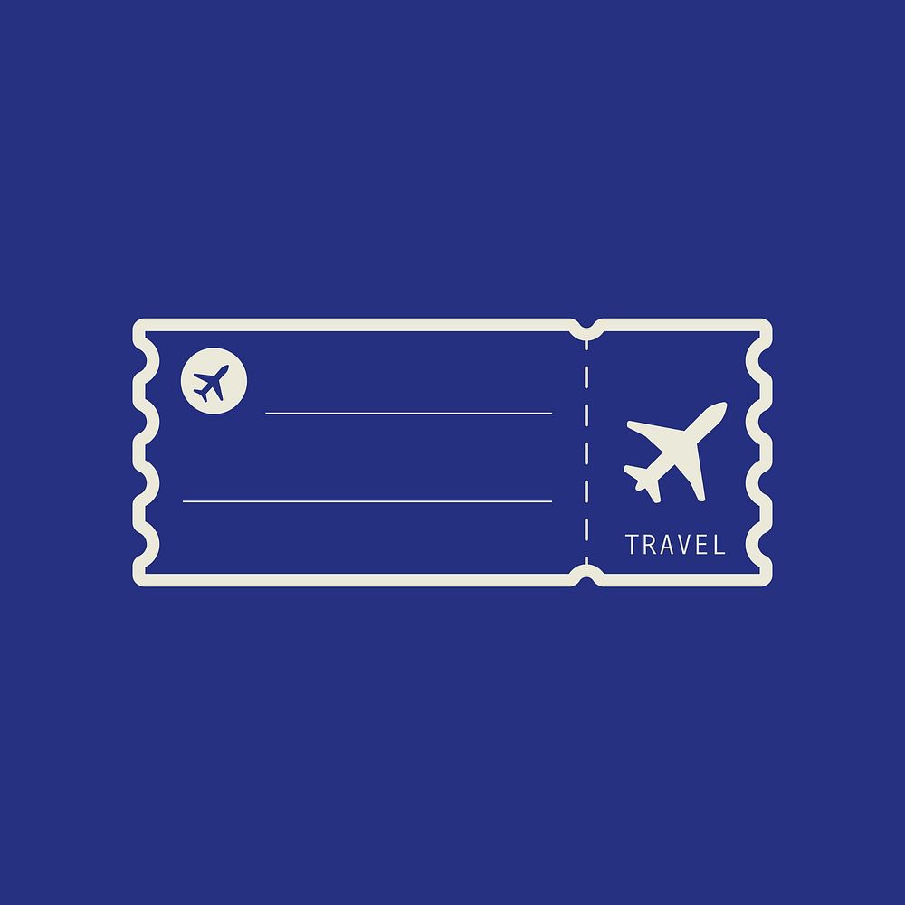 Blue flight ticket isolated design