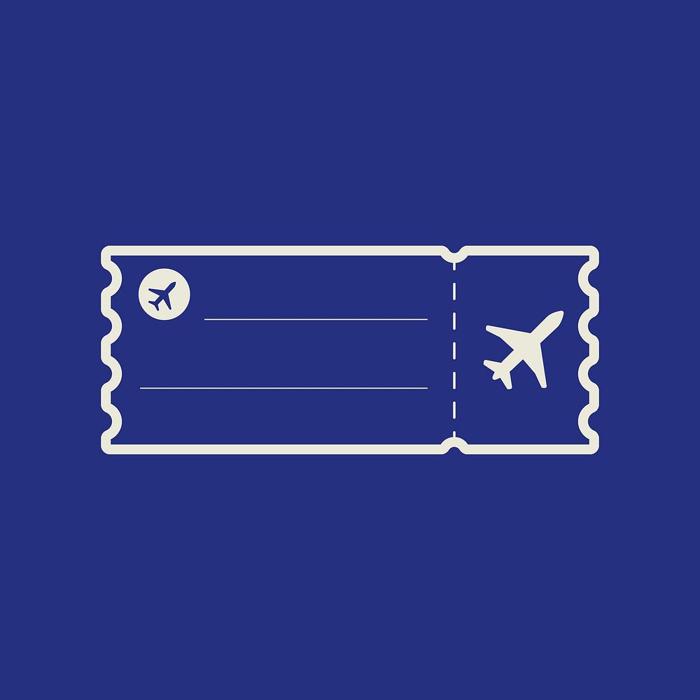 Blue plane ticket isolated design