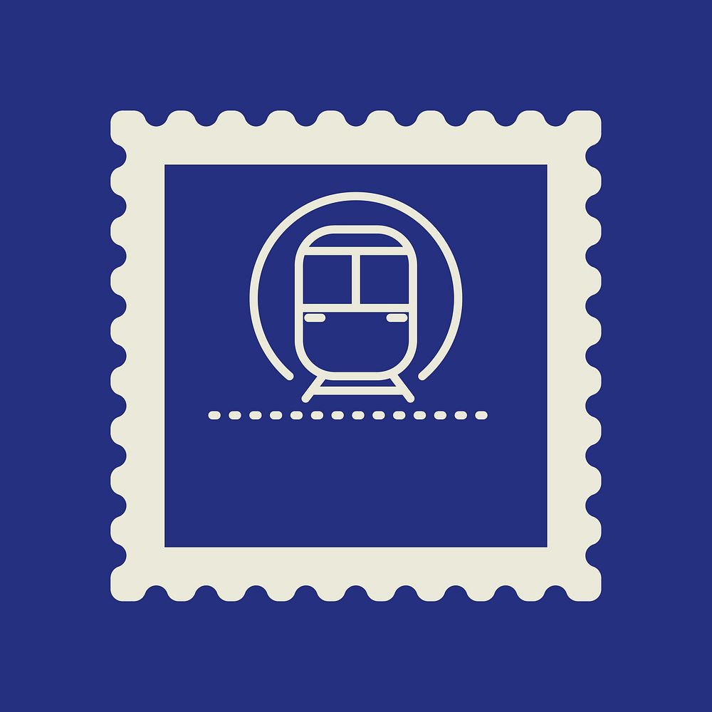 Blue train stamp vector