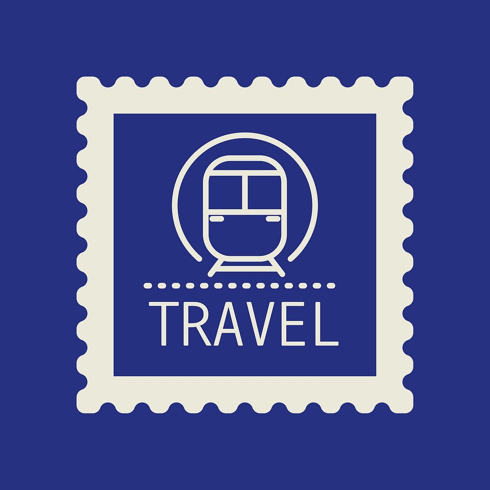 Blue travel stamp isolated design