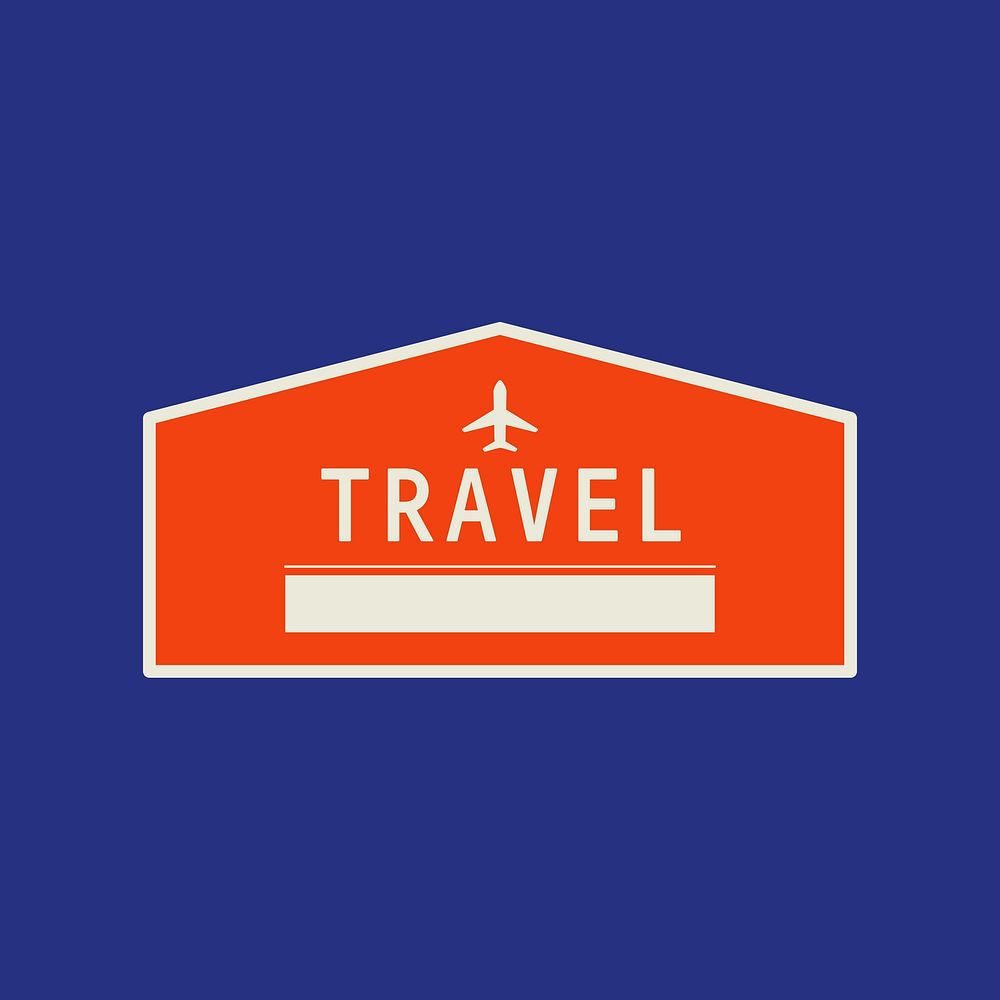 Red pentagon travel badge isolated design