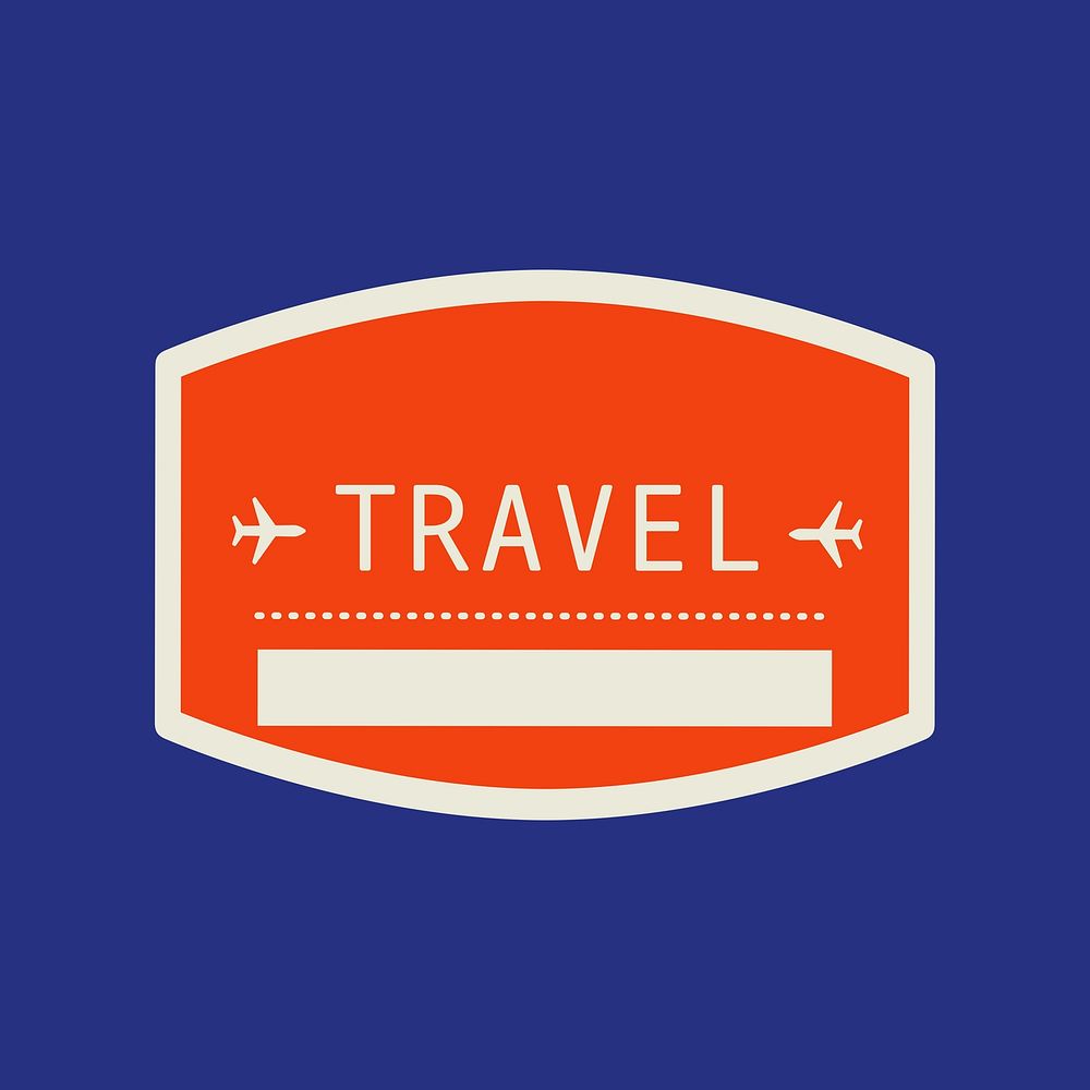 Red geometric travel badge isolated design