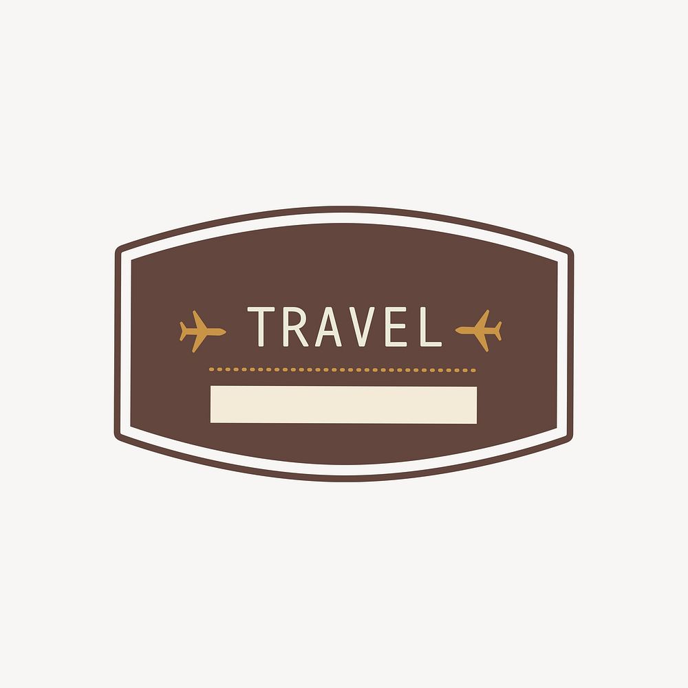 Brown travel airplane badge vector