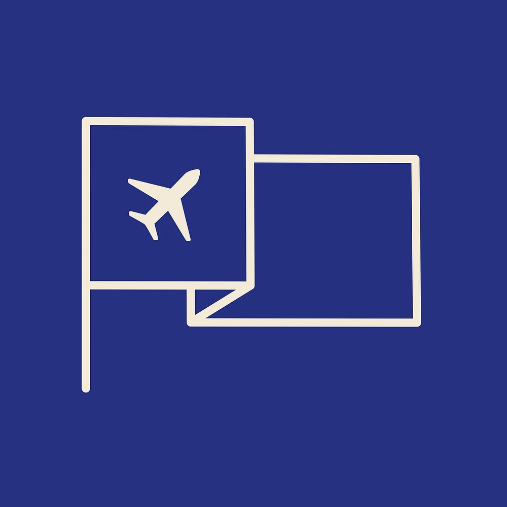 Blue airplane flag isolated design