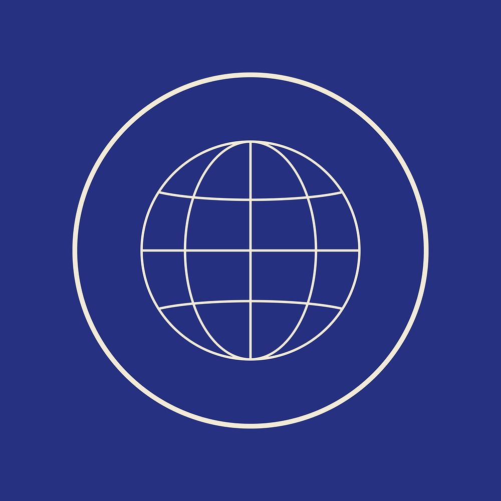 Blue grid globe badge vector