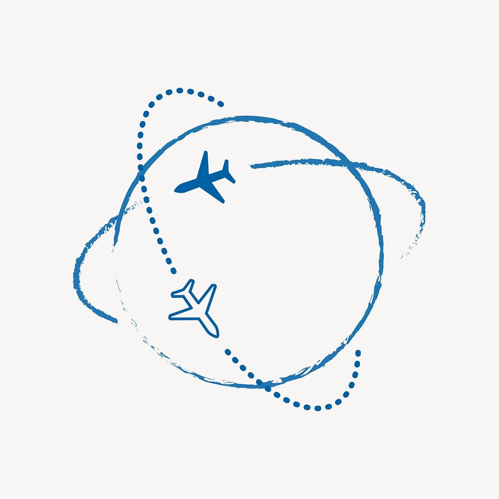 Doodle global travel icon isolated design
