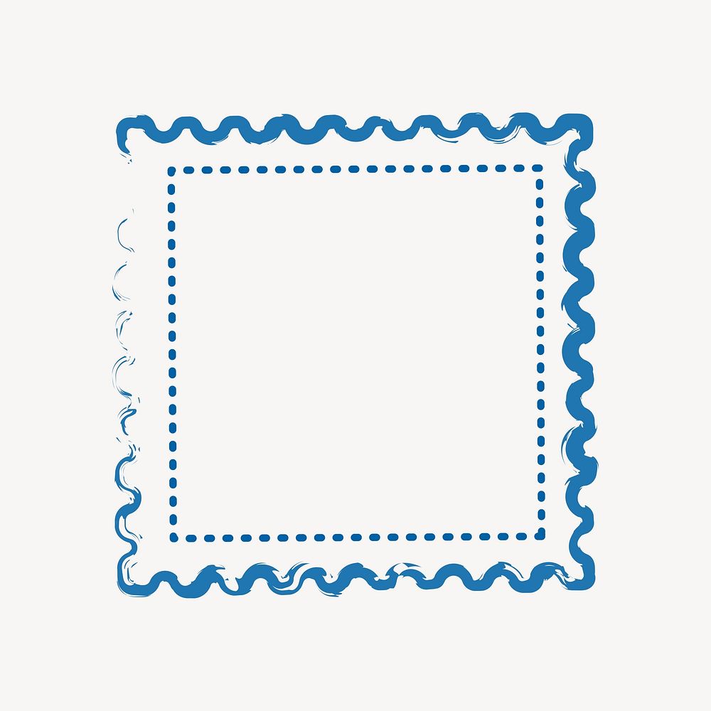 Blue square postage stamp isolated design