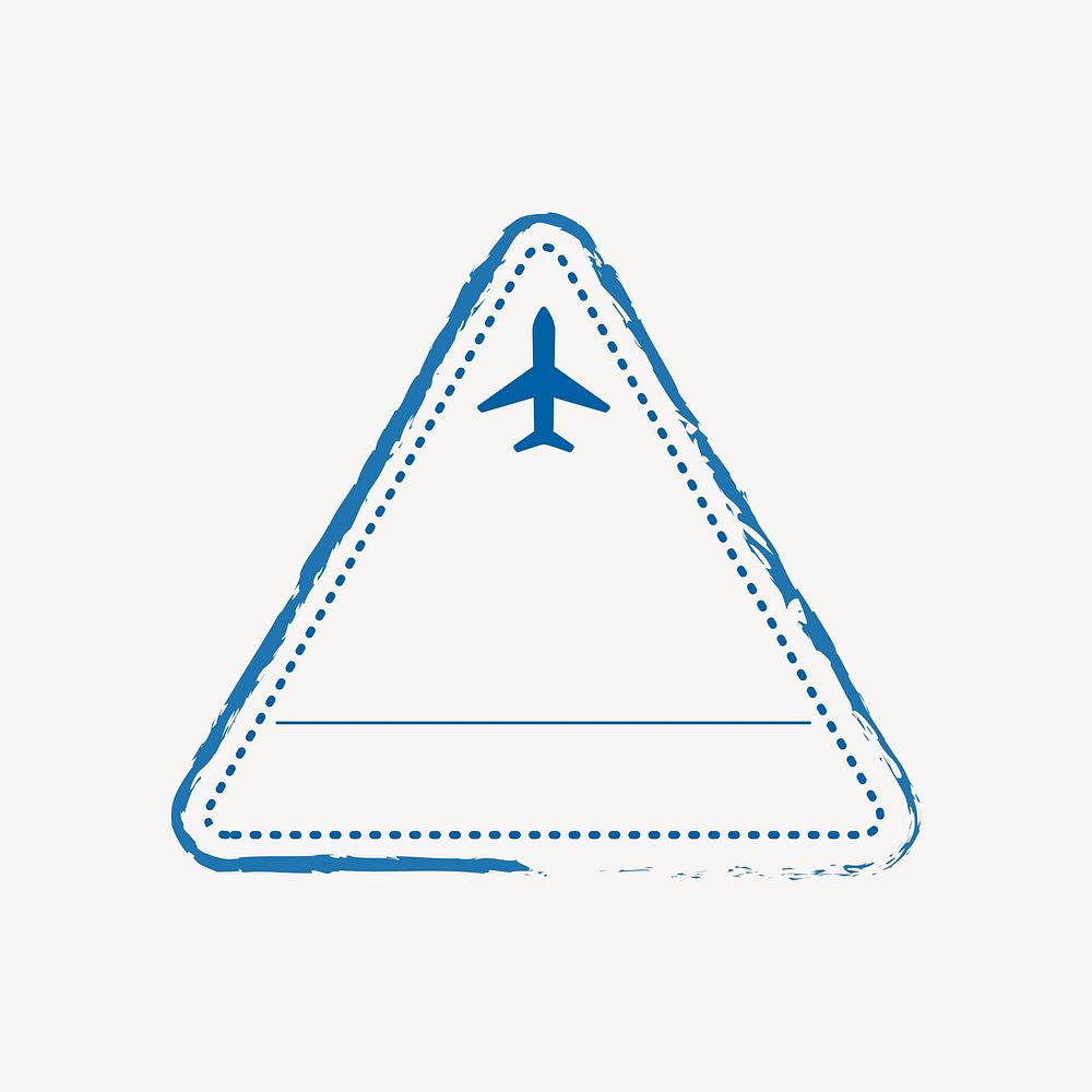 Blue triangle airplane stamp vector