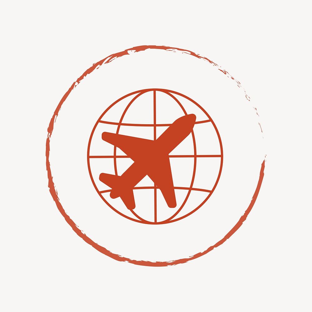 Red global travel icon vector