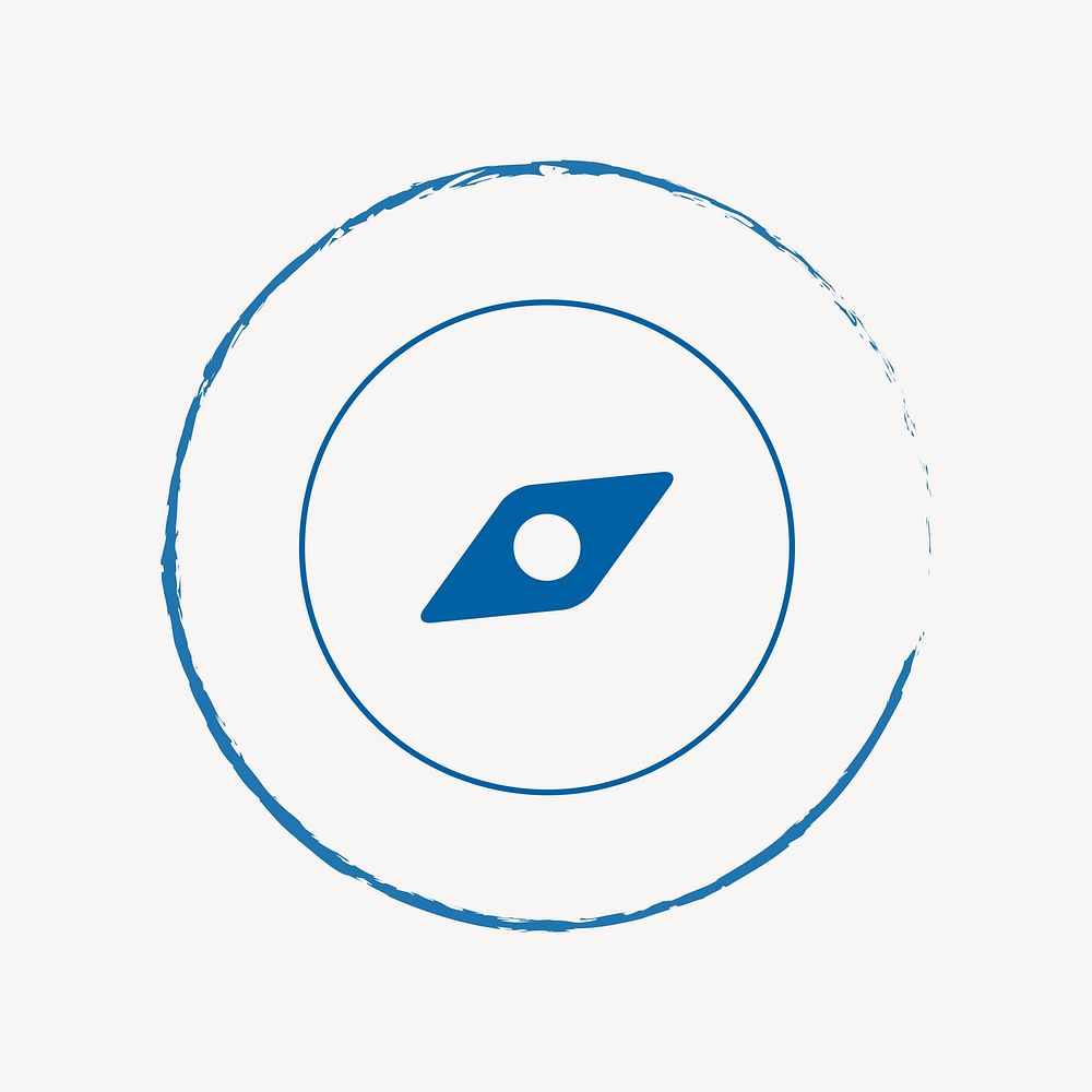 Blue doodle compass icon isolated design