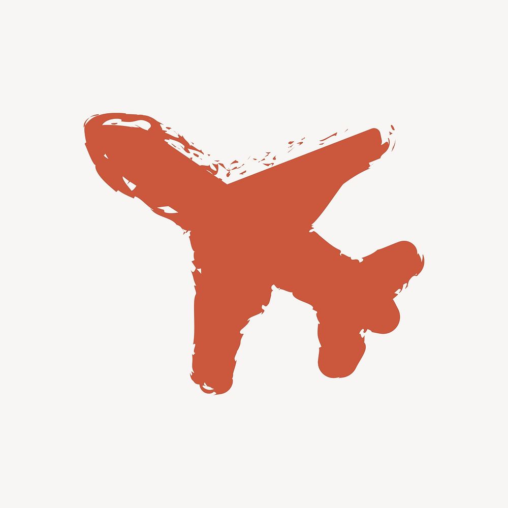 Red doodle airplane icon vector