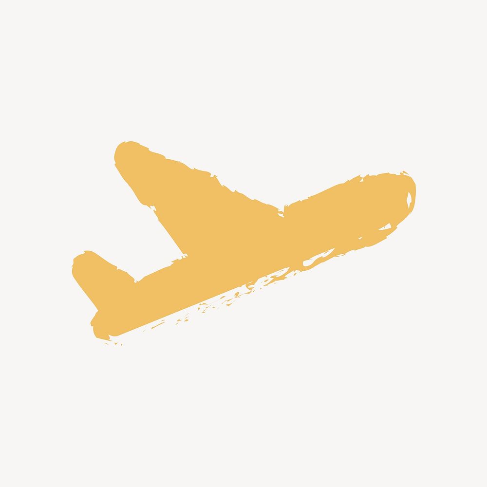 Yellow doodle airplane icon vector